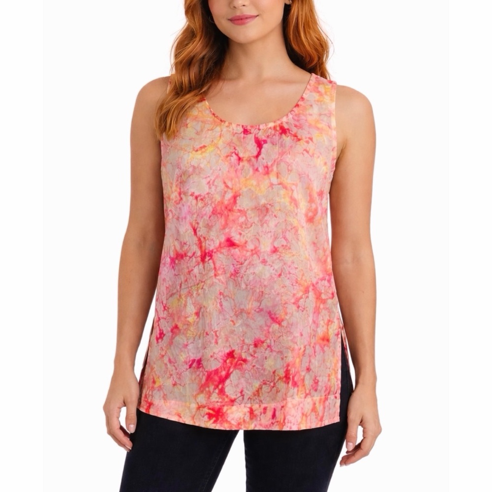 EDUN • Silk Organza Tie Dye Crinkle Tank Top, 2